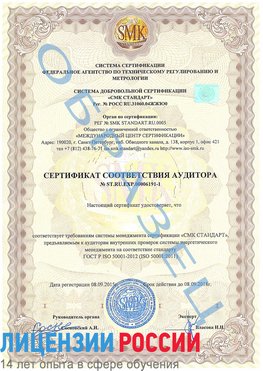 Образец сертификата соответствия аудитора №ST.RU.EXP.00006191-1 Чудово Сертификат ISO 50001